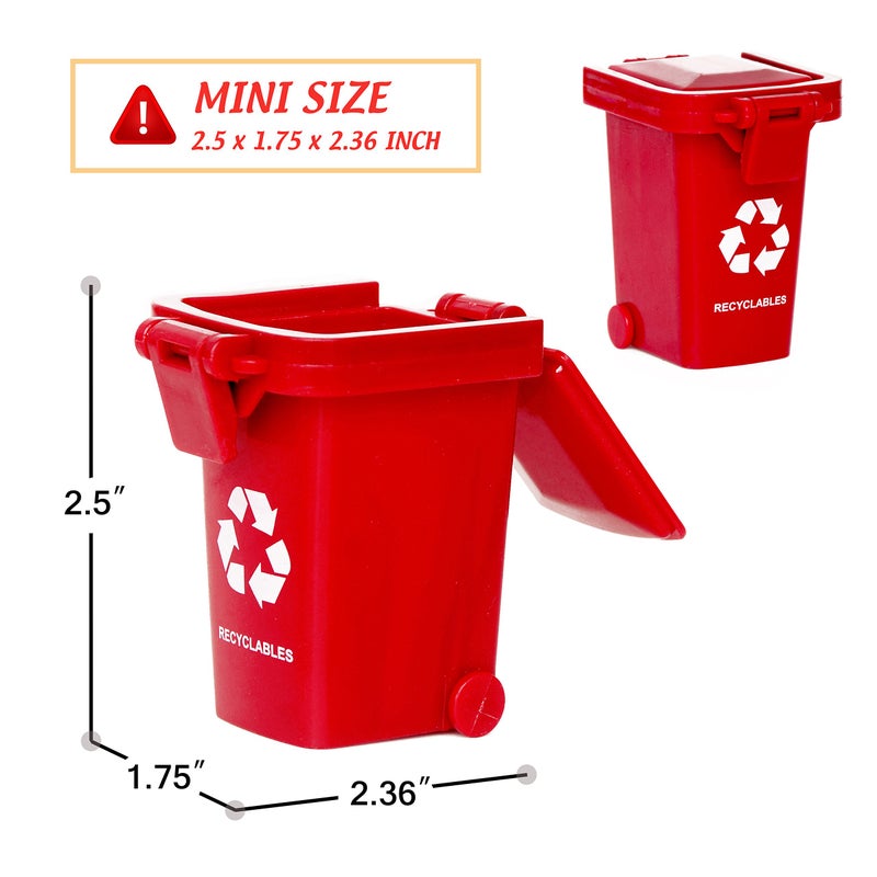 Nunkitoy Mini Size Trash Can Toy,Garbage Truck's Trash Cans, Mini Curbside Vehicle Garbage Bin Trashcan Great for Kids Toddlers (2 Inches) - Image 2